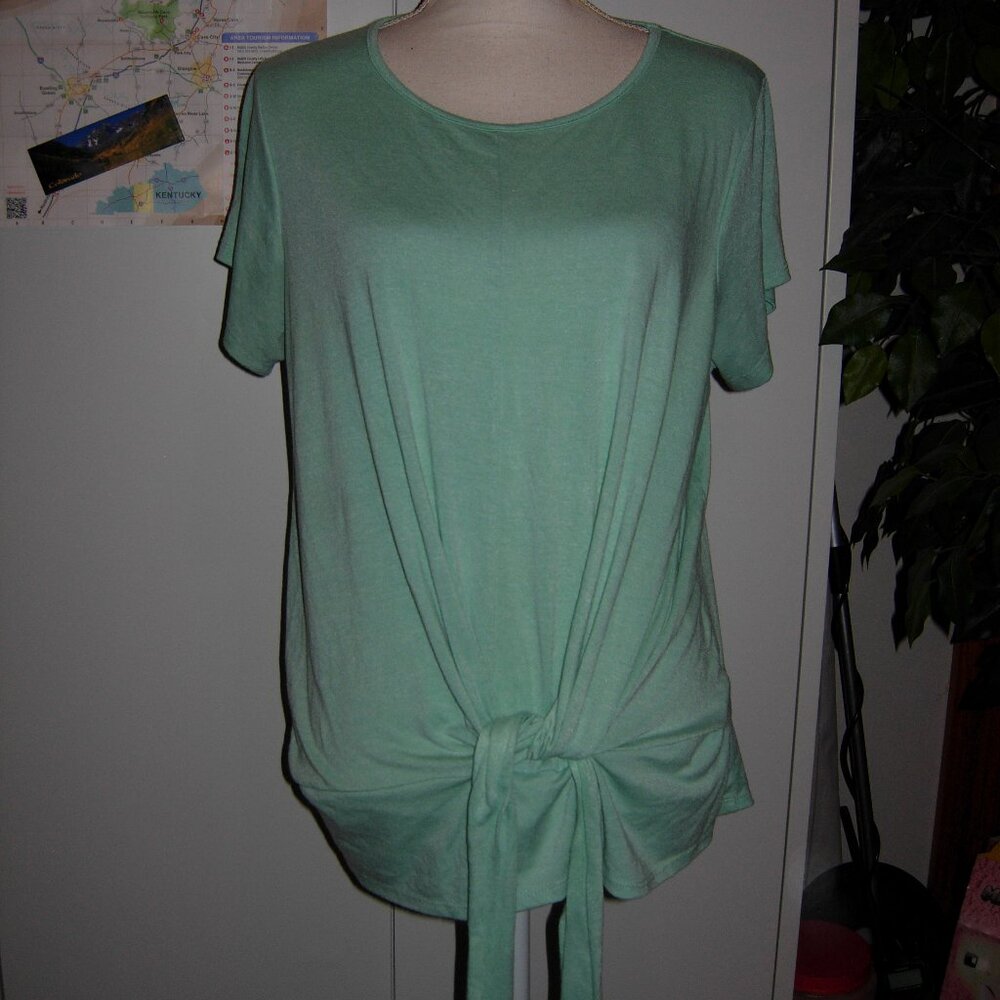 gyft light blue tie front top 1X